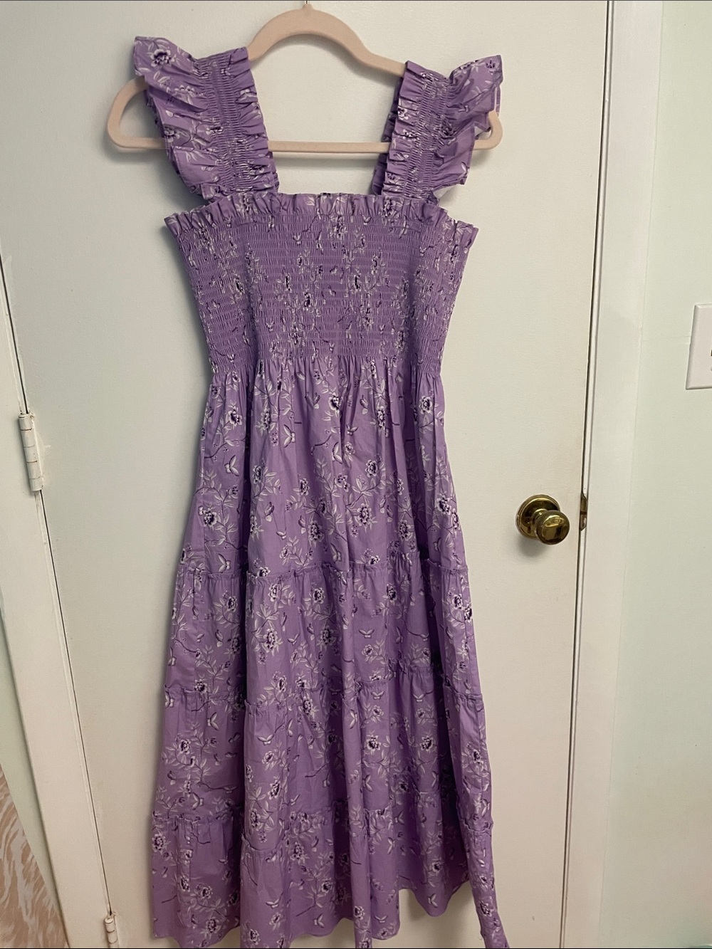 Lavender Floral Smocked Maxi Dress